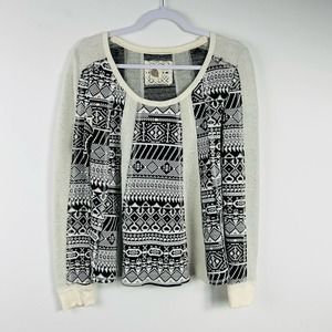 Lilka Anthropologie Black White Pattern Sweater Size Medium